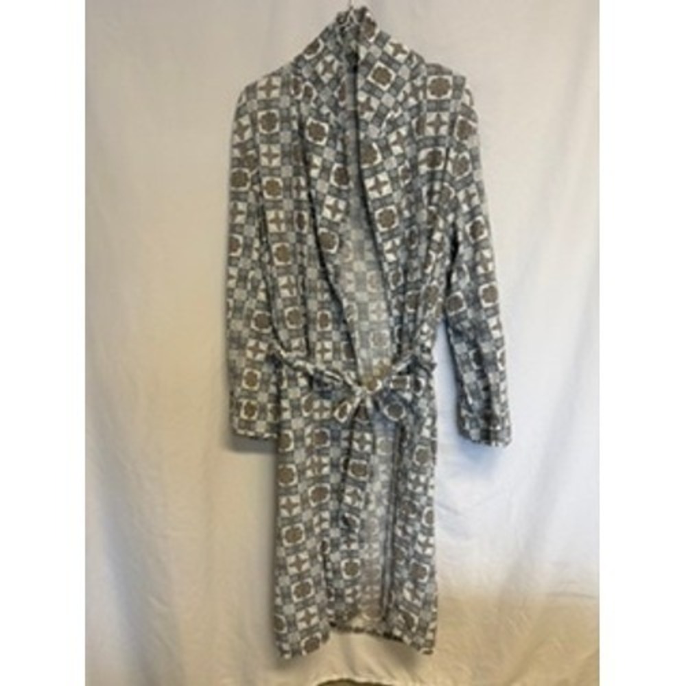 Vintage Cranbrook De Luxe Mens Cotton Robe Blue Geometric Medallion Print Large